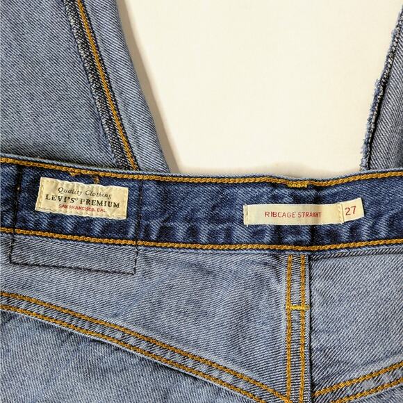 Levi's Premium Ribcage Straight 27 Blue High Rise Ankle '90s Revival Minimalist - Picture 2 of 14